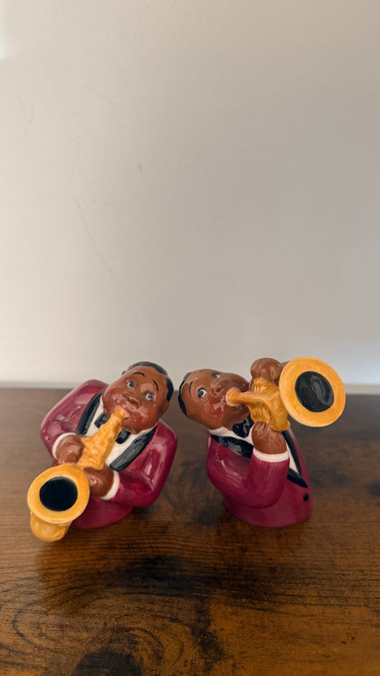 Clay Art Jazz Horn Players Novelty Salt and Pepper Shakers